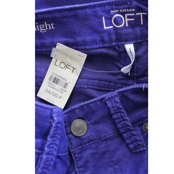 Ann Taylor LOFT Retro Purple Modern Straight Courduory Pants 00 24 Petite - Picture 6 of 6